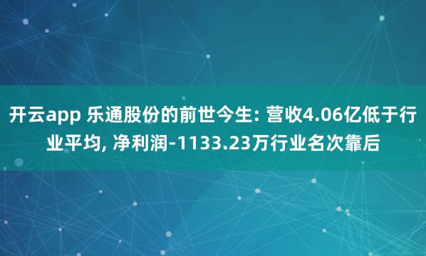 开云app 乐通股份的前世今生: 营收4.06亿低于行业平均, 净利润-1133.23万行业名次靠后