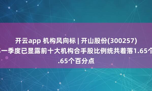 开云app 机构风向标 | 开山股份(300257)2026年一季度已显露前十大机构合手股比例统共着落1.65个百分点
