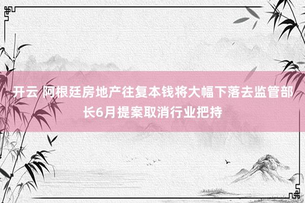 开云 阿根廷房地产往复本钱将大幅下落去监管部长6月提案取消行业把持