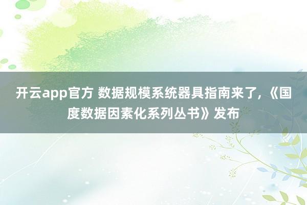 开云app官方 数据规模系统器具指南来了, 《国度数据因素化系列丛书》发布
