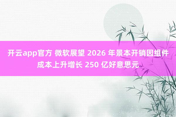 开云app官方 微软展望 2026 年景本开销因组件成本上升增长 250 亿好意思元