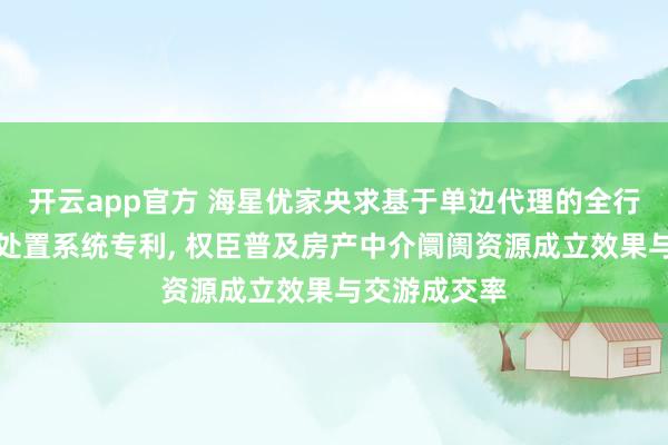 开云app官方 海星优家央求基于单边代理的全行业房源联卖处置系统专利, 权臣普及房产中介阛阓资源成立效果与交游成交率