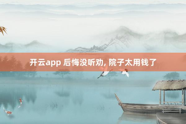 开云app 后悔没听劝, 院子太用钱了