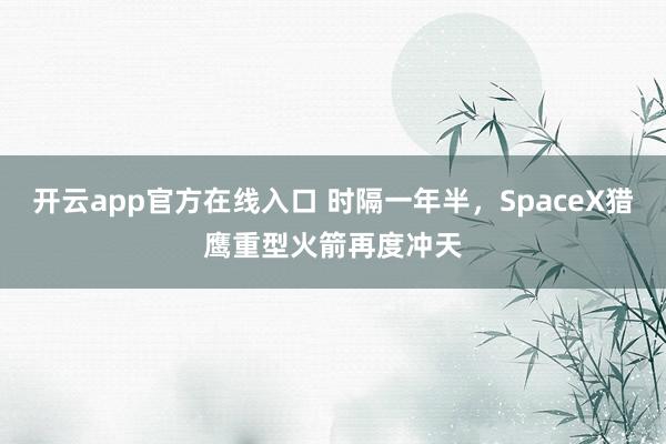 开云app官方在线入口 时隔一年半，SpaceX猎鹰重型火箭再度冲天