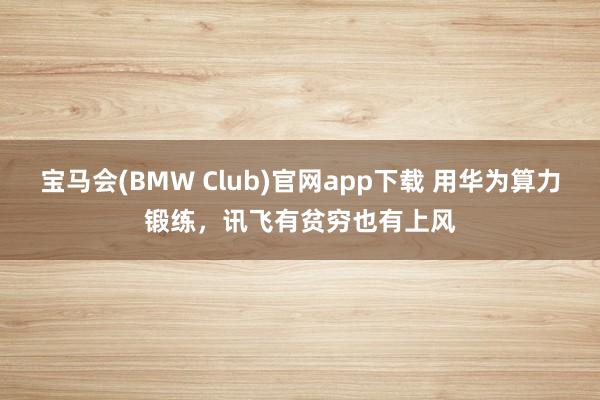 宝马会(BMW Club)官网app下载 用华为算力锻练，讯飞有贫穷也有上风