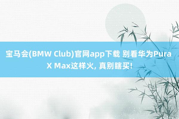 宝马会(BMW Club)官网app下载 别看华为Pura X Max这样火, 真别瞎买!