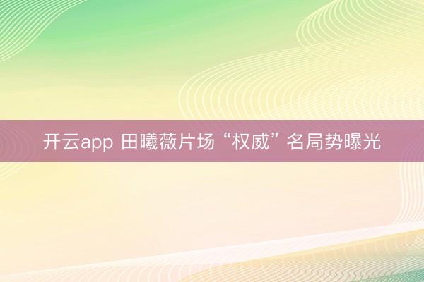 开云app 田曦薇片场 “权威” 名局势曝光